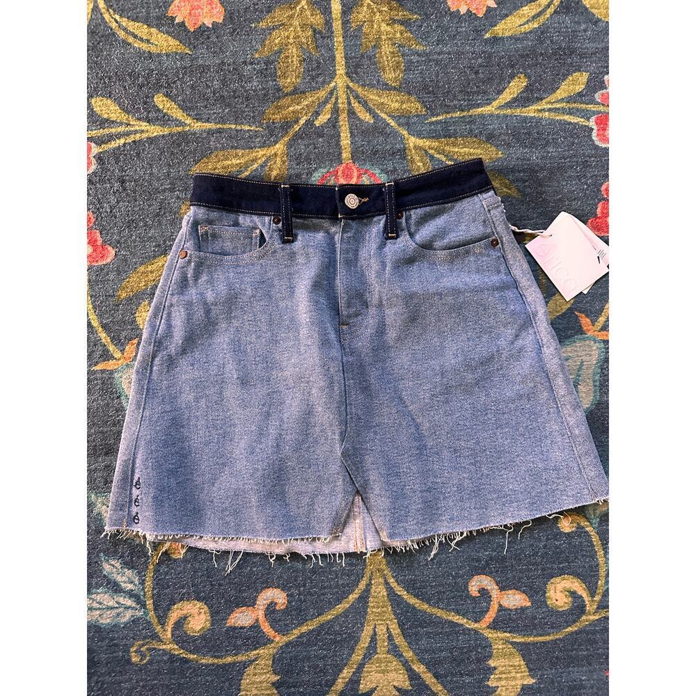 NWT Etica Lucy Two-Tone Denim Mini Skirt Size 27 - Picture 3 of 8